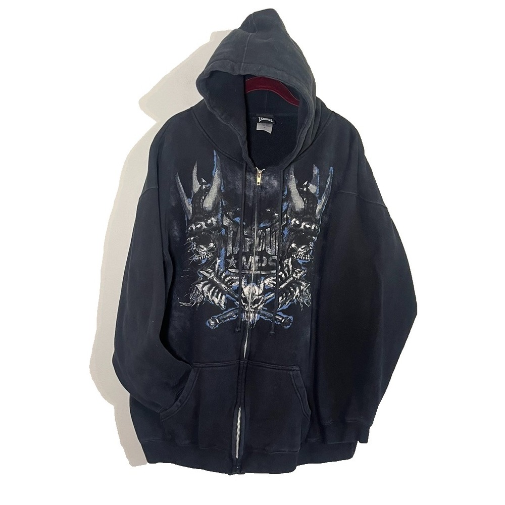 Vintage Tapout MPS Full Zip XL Hoodie Sweatshirt Skull Grunge Skater Emo Y2K